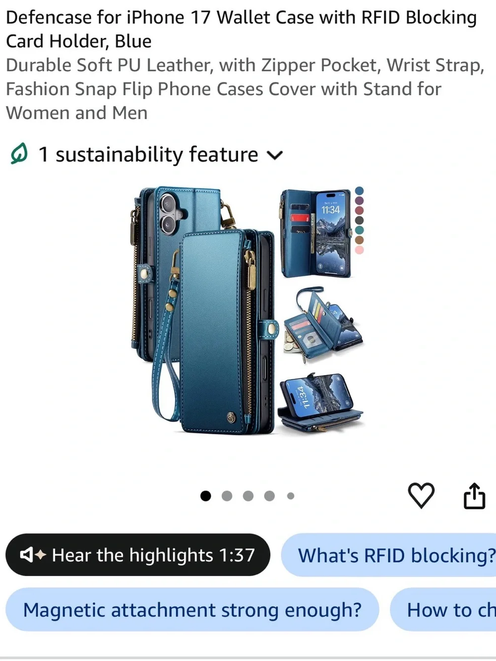 Teal Wallet Phone Case with Card Slots